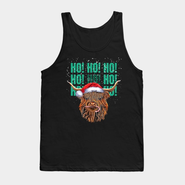 Highland cow and HO HO HO! , Christmas with cute Highland Cow, for nativity Tank Top by Collagedream